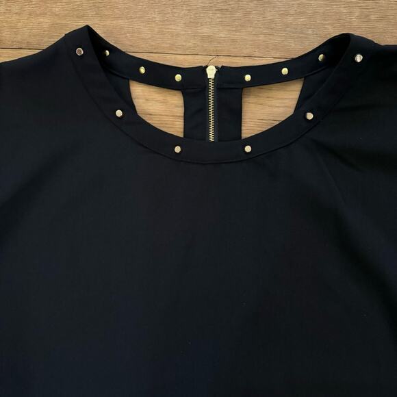 H&M black 3/4 sleeve knee length cut out back shift dress size 12
b11 - Picture 2 of 5